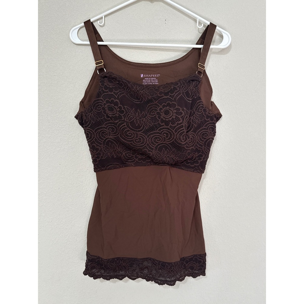 Shapeez Lacee Long Brown‎ XL-C Lace Camisole Shape Wear Smoothing Full Coverage